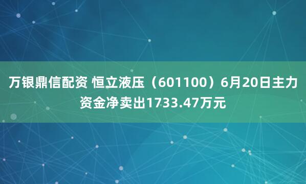 万银鼎信配资 恒立液压（601100）6月20日主力资金净卖出1733.47万元