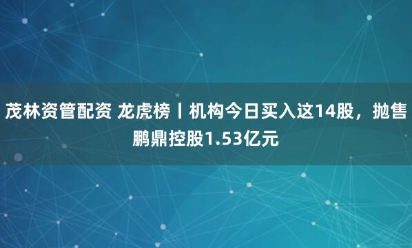 茂林资管配资 龙虎榜丨机构今日买入这14股，抛售鹏鼎控股1.53亿元